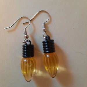 Yellow Ribbed Light Bulb Earrings